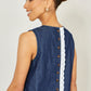 Yumi Blue Cotton Chambray Top With Lace Trims