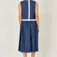 Yumi Blue Cotton Chambray Top With Lace Trims