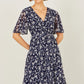 Yumi Navy Floral Mesh Wrap Dress