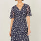 Yumi Navy Floral Mesh Wrap Dress
