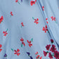 Yumi Blue Floral Mirror Wrap High Low Midi Wrap Dress