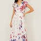 Yumi Ivory Floral Mirror Wrap Dress With Dip Hem