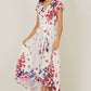 Yumi Ivory Floral Mirror Wrap Dress With Dip Hem