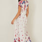 Yumi Ivory Floral Mirror Wrap Dress With Dip Hem