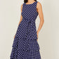 Yumi Navy Spot Tiered Midi Dress