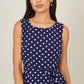 Yumi Navy Spot Tiered Midi Dress