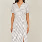 Yumi White Spot Print Wrap Tea Dress