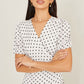 Yumi White Spot Print Wrap Tea Dress