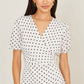 Yumi White Spot Print Wrap Tea Dress