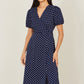 Yumi Navy Spot Wrap Midi Tea Dress