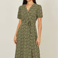Yumi Green Spot Wrap Midi Tea Dress
