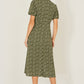 Yumi Green Spot Wrap Midi Tea Dress