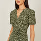 Yumi Green Spot Wrap Midi Tea Dress