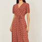 Yumi Brown Spot Wrap Midi Dress