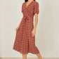 Yumi Brown Spot Wrap Midi Dress