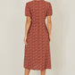 Yumi Brown Spot Wrap Midi Dress
