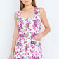 Yumi Pink Retro Floral Cotton Stretch Pinafore Dress