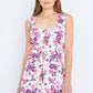 Yumi Pink Retro Floral Cotton Stretch Pinafore Dress