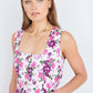 Yumi Pink Retro Floral Cotton Stretch Pinafore Dress