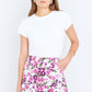 Yumi Pink Retro Floral Cotton Stretch Mini Skirt
