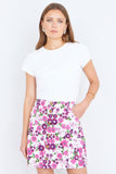 Yumi Pink Retro Floral Cotton Stretch Mini Skirt
