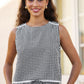 Yumi Black Gingham Cotton Top With Lace Trims