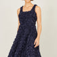 Yumi Navy Applique Floral Skater Dress