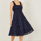 Yumi Navy Applique Floral Skater Dress