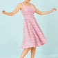 Yumi Pink Applique Floral Skater Dress