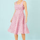 Yumi Pink Applique Floral Skater Dress