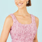 Yumi Pink Applique Floral Skater Dress