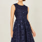 Yumi Navy Sequin Floral Applique Skater Dress