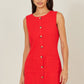Yumi Red Viscose Button Detail Shift Dress