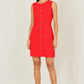 Yumi Red Viscose Button Detail Shift Dress