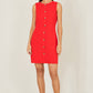 Yumi Red Viscose Button Detail Shift Dress