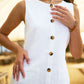 Yumi White Viscose Button Detail Shift Dress