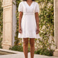 White Lace Trim V Neck Dress