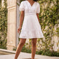 White Lace Trim V Neck Dress