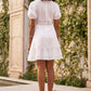 White Lace Trim V Neck Dress