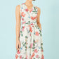 Yumi Ivory Blurred Floral Print Mesh Stretch Midi Dress With Pockets