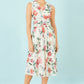 Yumi Ivory Blurred Floral Print Mesh Stretch Midi Dress With Pockets