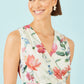 Yumi Ivory Blurred Floral Print Mesh Stretch Midi Dress With Pockets
