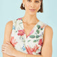 Yumi Ivory Blurred Floral Print Mesh Stretch Midi Dress With Pockets