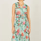 Yumi Mint Blurred Floral Mesh Wrap Midi Dress