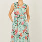 Yumi Mint Blurred Floral Mesh Wrap Midi Dress