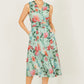 Yumi Mint Blurred Floral Mesh Wrap Midi Dress
