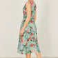 Yumi Mint Blurred Floral Mesh Wrap Midi Dress