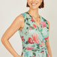 Yumi Mint Blurred Floral Mesh Wrap Midi Dress