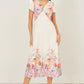 Yumi Pink Border Floral Midi Dress