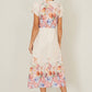 Yumi Pink Border Floral Midi Dress